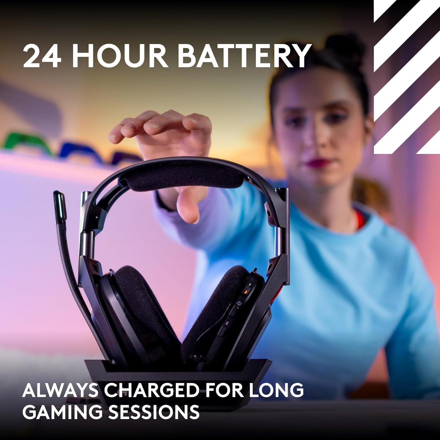 Logitech G Astro A50 Omni-Platform Wireless Gaming Headset + Base Station for PS5, Xbox, PC: PLAYSYNC Audio Switcher, <16 bit/48kHz (Console), <24 bit/48 kHz (PC), 24hr Battery, 2.4GHz & BT - Black