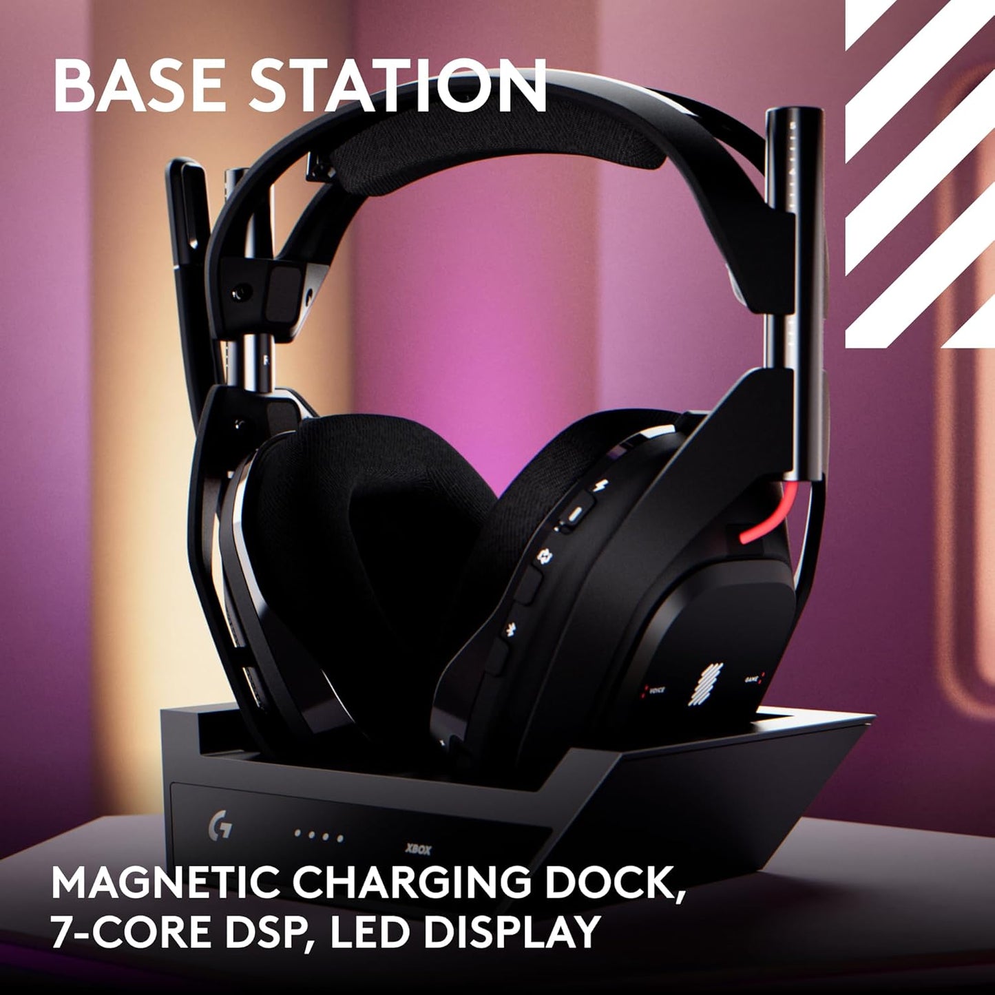 Logitech G Astro A50 Omni-Platform Wireless Gaming Headset + Base Station for PS5, Xbox, PC: PLAYSYNC Audio Switcher, <16 bit/48kHz (Console), <24 bit/48 kHz (PC), 24hr Battery, 2.4GHz & BT - Black