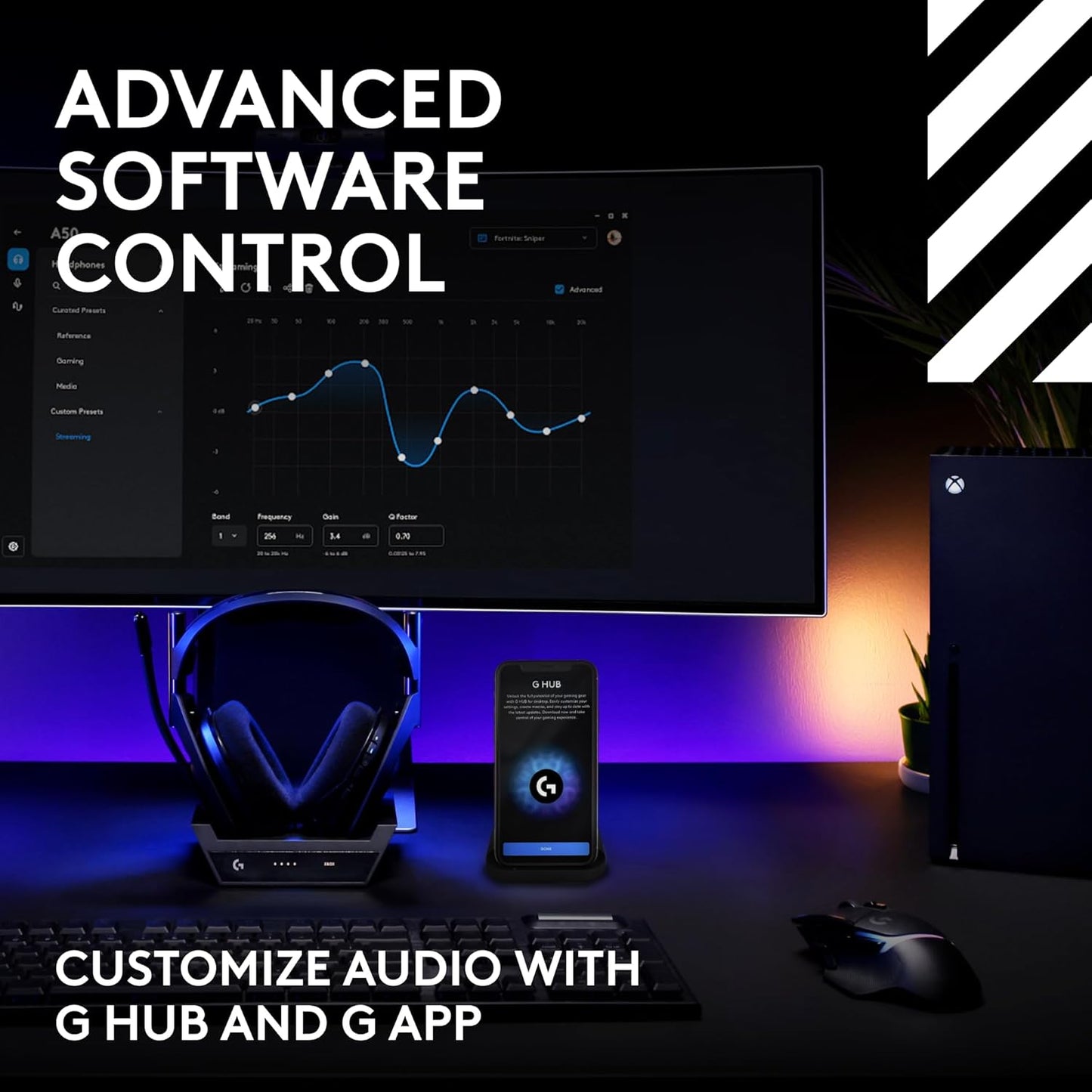 Logitech G Astro A50 Omni-Platform Wireless Gaming Headset + Base Station for PS5, Xbox, PC: PLAYSYNC Audio Switcher, <16 bit/48kHz (Console), <24 bit/48 kHz (PC), 24hr Battery, 2.4GHz & BT - Black