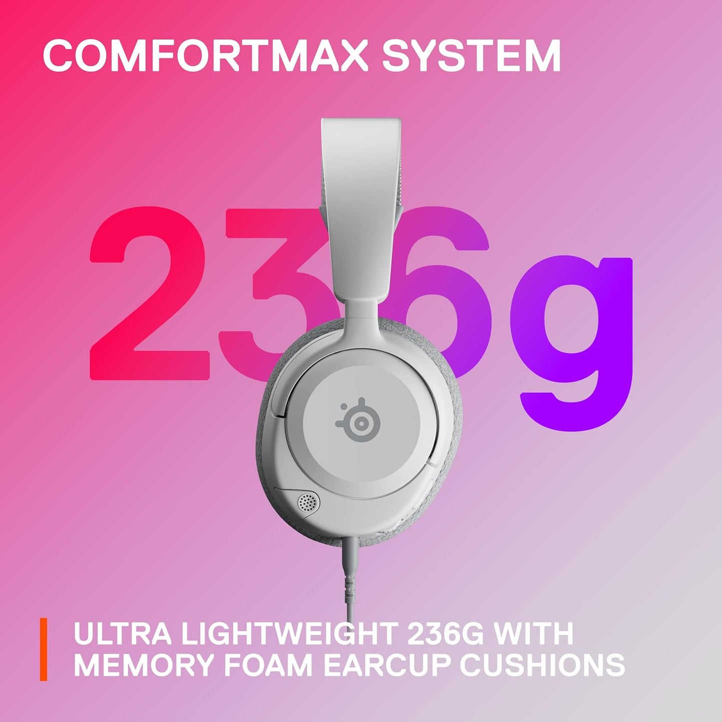 SteelSeries Arctis Nova 1 Multi-System Gaming Headset — Hi-Fi Drivers — 360° Spatial Audio — Comfort Design — Durable — Ultra Lightweight — Noise-Cancelling Mic — PC, PS5/PS4, Switch, Xbox - White