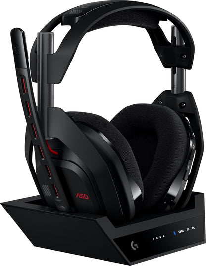 Logitech G Astro A50 X Omni-Platform Wireless Gaming Headset + Base Station for PS5, Xbox, PC: PLAYSYNC Video & Audio Switcher, HDMI 2.1 4K 120Hz VRR, <24 bit/48 kHz, 24hr Battery, 2.4GHz & BT - Black